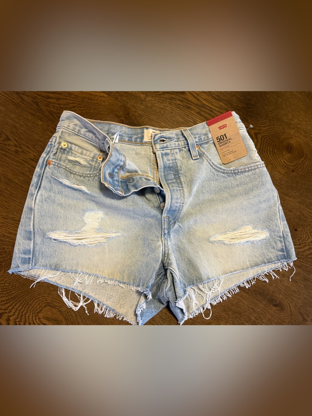 Levi's Light Blue Distressed Denim Cutoff Shorts